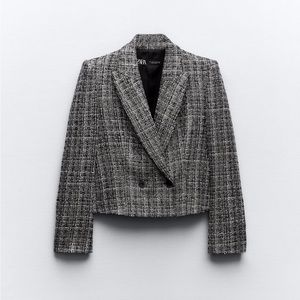 ZARA CHECKERED CROPPED BLAZER NWT!!!